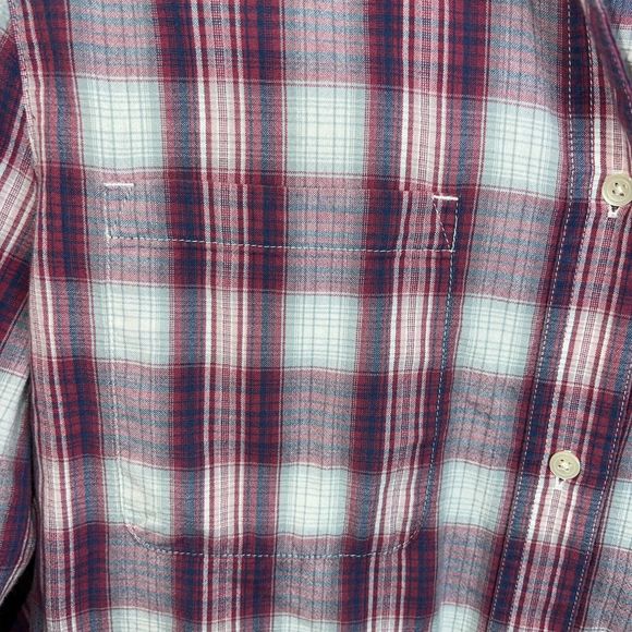 Madewell Ex-Boyfriend Button Up Shirt Manhasset Plaid Pink White Classicore Sz L - Picture 4 of 8